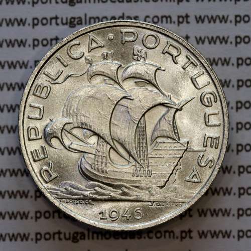 5 escudos 1946 prata, 5$00 1946 prata da República Portuguesa, (Soberba), World Coins Portugal KM 581