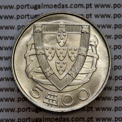 Portugal, silver coin of 5 Escudos 1946, 5$00 1946 silver coin of the Portuguese Republic, (UNC), World Coins Portugal KM 581