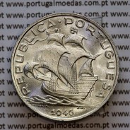 5 escudos 1946 prata, 5$00 1946 prata da República Portuguesa, (Soberba), World Coins Portugal KM 581