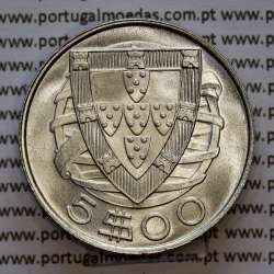 5 escudos 1946 prata, 5$00 1946 prata da República Portuguesa, (Soberba), World Coins Portugal KM 581