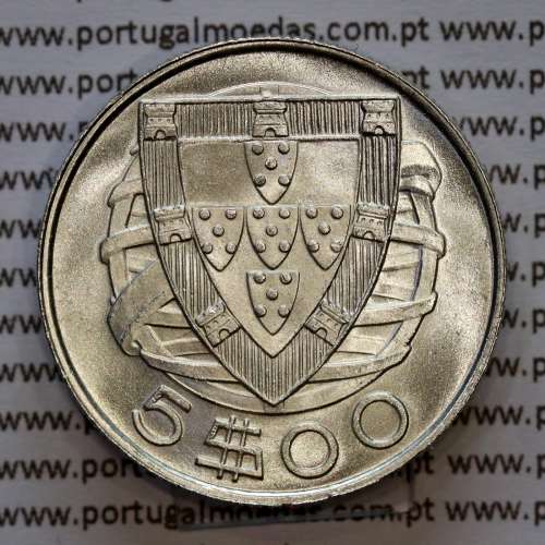 Portugal, silver coin of 5 Escudos 1946, 5$00 1946 silver coin of the Portuguese Republic, (UNC), World Coins Portugal KM 581
