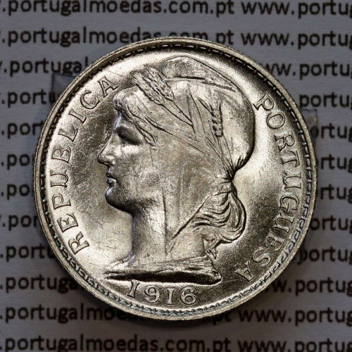 20 centavos 1916 prata da Republica Portuguesa, $20 centavos prata 1916, (Soberba), World Coins Portugal KM 562