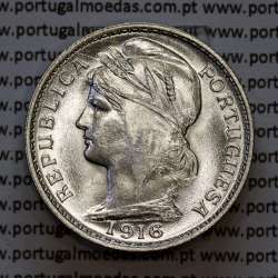 Portugal, silver coin of 20 centavos 1916, $20 centavos of the Portuguese Republic, (UNC), World Coins Portugal KM 562