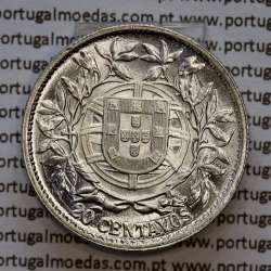 Portugal, silver coin of 20 centavos 1916, $20 centavos of the Portuguese Republic, (UNC), World Coins Portugal KM 562