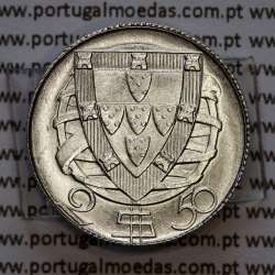 2$50 Escudos 1946 prata, 2 escudos e 50 centavos 1946 em prata da Republica Portuguesa, (Soberba), World Coins Portugal KM 580