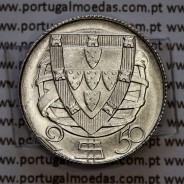 Portugal, silver coin 2$50 Escudos 1946, 2-1/2 or 2.5 Escudos 1946 Portuguese Republic, (UNC), World Coins Portugal KM 580
