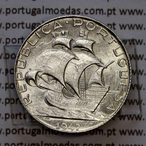 2$50 1947 ou 2.50 1947 prata, 2 escudos e 50 centavos 1947 em prata da Republica Portuguesa, (Soberba), W. Coins Portugal KM580