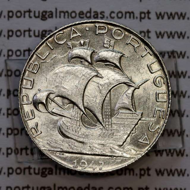 2$50 1947 ou 2.50 1947 prata, 2 escudos e 50 centavos 1947 em prata da Republica Portuguesa, (Soberba), W. Coins Portugal KM580