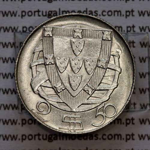 2$50 1947 ou 2.50 1947 prata, 2 escudos e 50 centavos 1947 em prata da Republica Portuguesa, (Soberba), W. Coins Portugal KM580