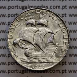 2$50 1947 ou 2.50 1947 prata, 2 escudos e 50 centavos 1947 em prata da Republica Portuguesa, (Soberba), W. Coins Portugal KM580 2$50 1947 ou 2.50 1947 prata, 2 escudos e 50 centavos 1947 em prata da Republica Portuguesa, (Soberba), W. Coins Portugal KM580