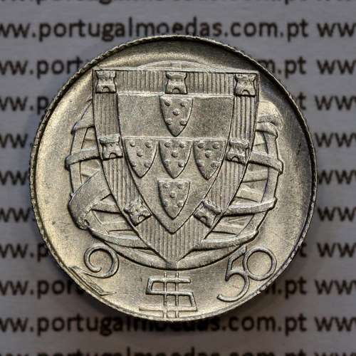 2$50 1947 ou 2.50 1947 prata, 2 escudos e 50 centavos 1947 em prata da Republica Portuguesa, (Soberba), W. Coins Portugal KM580