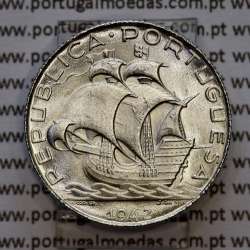 Portugal, Silver coin of 2-1/2 Escudos 1942, 2$50 Escudos 1942 silver Portuguese Republic, (UNC), World Coins Portugal KM 580