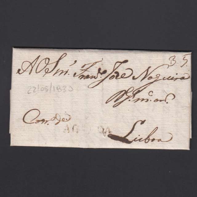 Carta Pré-Filatélica circulada de Águeda para Lisboa datada de 22-05-1830