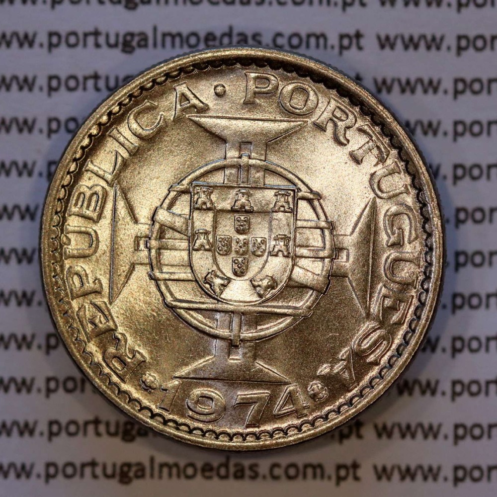 Angola 5 Escudos 1974 cuproníquel, 5$00 Cupro-Níquel 1974, (Soberba), World Coins Angola KM 81