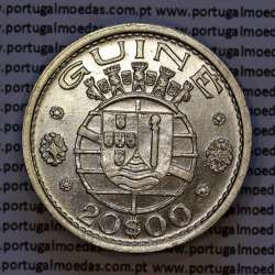 Guiné 20$00 1952 prata, 20 escudos 1952 prata Ex-colónia Portuguesa da Guiné , (MBC+/Bela), World Coins Portuguese Guinea KM 11