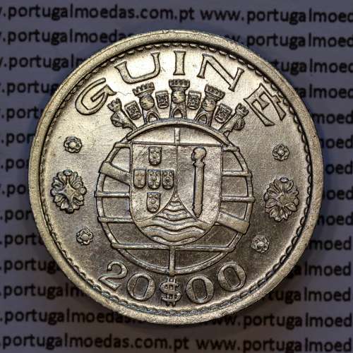 Guinea-Bissau, silver coin of 20 Escudos 1952, 20$00 1952 Former Portuguese colony, (VF/XF), World Coins Portuguese Guinea KM11