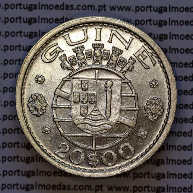Guiné 20$00 1952 prata, 20 escudos 1952 prata Ex-colónia Portuguesa da Guiné , (MBC+/Bela), World Coins Portuguese Guinea KM 11