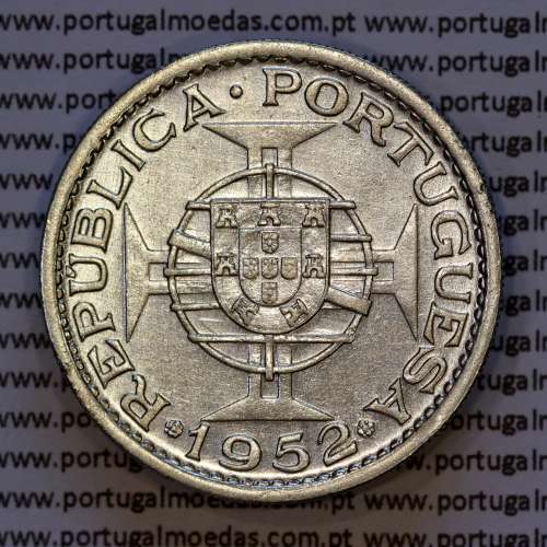 Guinea-Bissau, silver coin of 20 Escudos 1952, 20$00 1952 Former Portuguese colony, (VF/XF), World Coins Portuguese Guinea KM11