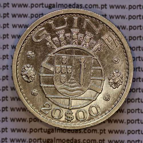 Guinea-Bissau, silver coin of 20 Escudos 1952, 20$00 1952 Former Portuguese colony, (VF/XF), World Coins Portuguese Guinea KM11