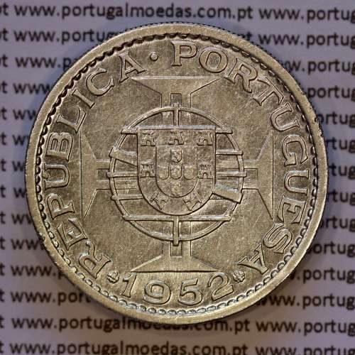 Guinea-Bissau, silver coin of 20 Escudos 1952, 20$00 1952 Former Portuguese colony, (VF/XF), World Coins Portuguese Guinea KM11