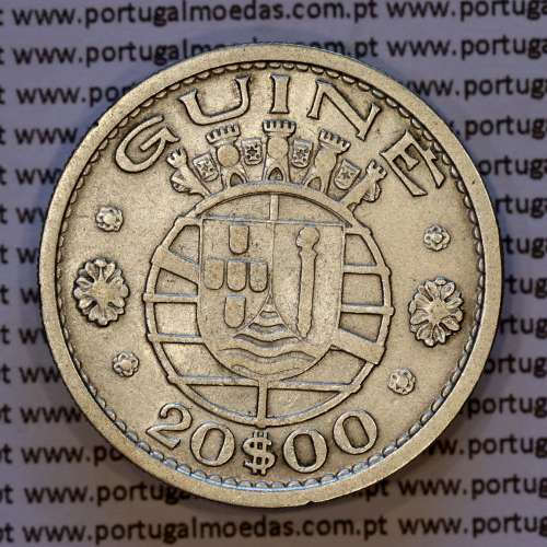 Guinea-Bissau, silver coin of 20 Escudos 1952, 20$00 1952 Former Portuguese colony, (VF), World Coins Portuguese Guinea KM11