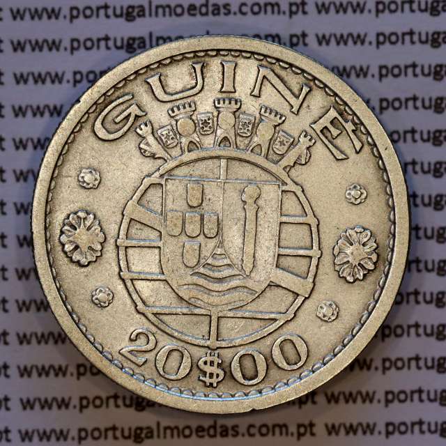Guinea-Bissau, silver coin of 20 Escudos 1952, 20$00 1952 Former Portuguese colony, (VF), World Coins Portuguese Guinea KM11