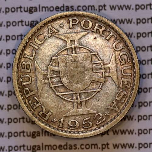 Guiné 10$00 1952 prata, 10 escudos 1952 prata Ex-colónia Portuguesa da Guiné , (MBC), World Coins Portuguese Guinea KM 10