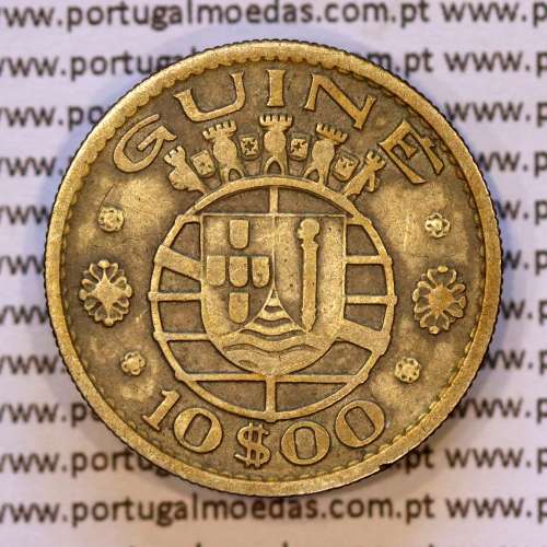 Guiné 10$00 1952 prata, 10 escudos 1952 prata Ex-colónia Portuguesa da Guiné , (MBC), World Coins Portuguese Guinea KM 10