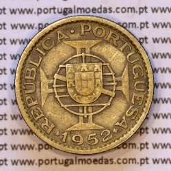 Guinea-Bissau, silver coin of 10 Escudos 1952, 10$00 1952 Former Portuguese colony, (VF), World Coins Portuguese Guinea KM10