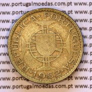 Guinea-Bissau, silver coin of 10 Escudos 1952, 10$00 1952 Former Portuguese colony, (VF), World Coins Portuguese Guinea KM#10
