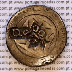 Brasil, carimbo coroado 200 Réis de D. Afonso VI + carimbo 120 Réis de D. João IV em moeda Tostão prata de D. Sebastião I