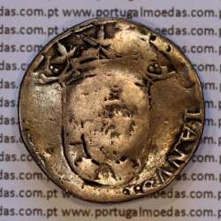 Brasil, carimbo coroado 200 Réis de D. Afonso VI + carimbo 120 Réis de D. João IV em moeda Tostão prata de D. Sebastião I