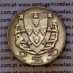 2$50 Escudos 1947 prata, 2 escudos e 50 centavos 1947 em prata da Republica Portuguesa, (MBC+), World Coins Portugal KM 580