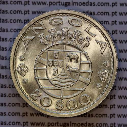 Angola, 20$00 1955 prata, 20 escudos prata 1955 Angola Ex-colónia Portuguesa, (Soberba), World Coins Angola KM 74