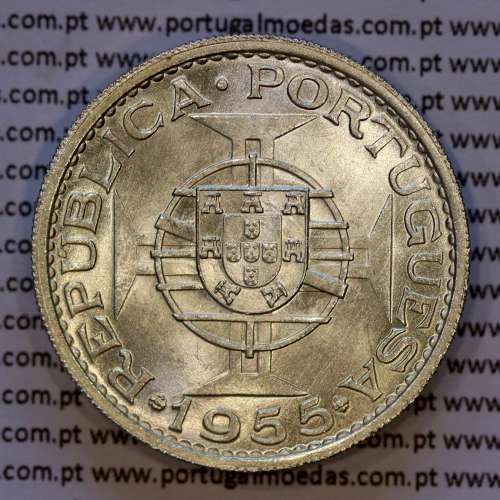 Angola, 20$00 1955 prata, 20 escudos prata 1955 Angola Ex-colónia Portuguesa, (Soberba), World Coins Angola KM 74