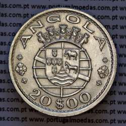 Angola, silver coin of 20 Escudos 1952, 20$00 silver 1952 of former portuguese colony of Angola, (XF), World Coins Angola KM74