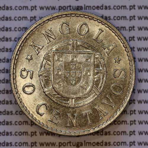 50 Centavos 1923 Níquel Angola, "$50" cinquenta centavos 1923 Ex-Colónia Portuguesa Angola, (Bela-), World Coins Angola KM 65
