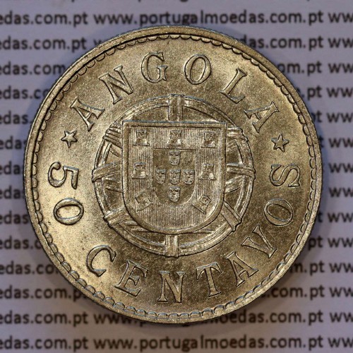 50 Centavos 1923 Níquel Angola, "$50" cinquenta centavos 1923 Ex-Colónia Portuguesa Angola, (Bela-), World Coins Angola KM 65