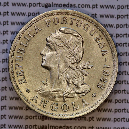 Angola, 50 centavos 1928 alpaca, 50 centavos 1928 da Ex-Colónia portuguesa de Angola, (Bela/Soberba), World Coins Angola KM 69
