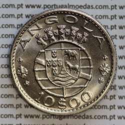 Angola 10$00 1969 cuproníquel, (10 escudos Cupro-Níquel 1969), (Soberba) 10 Escudos copper-nickel 1969 World Coins Angola KM 79