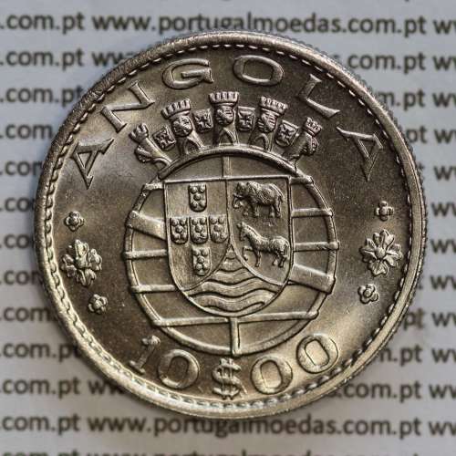 Angola 10$00 1969 cuproníquel, (10 escudos Cupro-Níquel 1969), (Soberba) 10 Escudos copper-nickel 1969 World Coins Angola KM 79