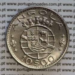 Angola 10$00 1970 cuproníquel, (10 escudos Cupro-Níquel 1970), (Soberba) 10 Escudos copper-nickel 1970 World Coins Angola KM 79