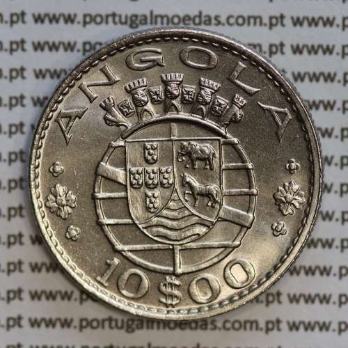 Angola, copper-nickel coin of 10 escudos 1970 of the Former Portuguese Colony of Angola, World Coins Angola KM 79