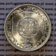 Angola, silver coin of 10 Escudos 1955, 10 Escudos 1955 former Portuguese colony of Angola, (AU/UNC), World Coins Angola KM 73