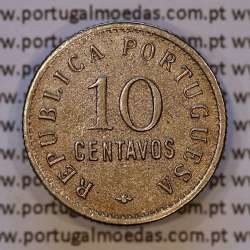 Angola 10 Centavos 1922 Cupro-Níquel, ("$10" Dez centavos 1922 Ex-Colónia Portuguesa de Angola, (BC+), World Coins Angola KM 63