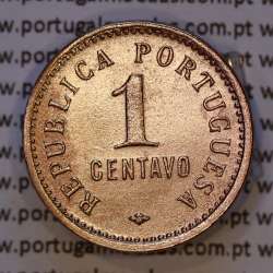 Angola, 1 Centavo 1921 Bronze, $01 centavo Bronze 1921 da Ex-Colónia Portuguesa de Angola, (Bela-), World Coins Angola KM 60