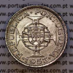 Angola, copper-nickel coin 2.50 Escudos 1953, 2-1/2 Escudos 1953 former Portuguese colony of Angola, World Coins Angola KM 77