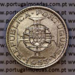 Angola 2$50 1953 cuproníquel, 2 escudos e 50 centavos 1953, 2-1/2 Escudos 1953, (MBC+), World Coins Angola KM 77