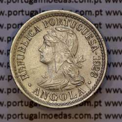 Angola, 2 Macutas 1928 em alpaca, 10 centavos 1928 Angola Ex-Colónia Portuguesa, (MBC+), World Coins Angola KM 67