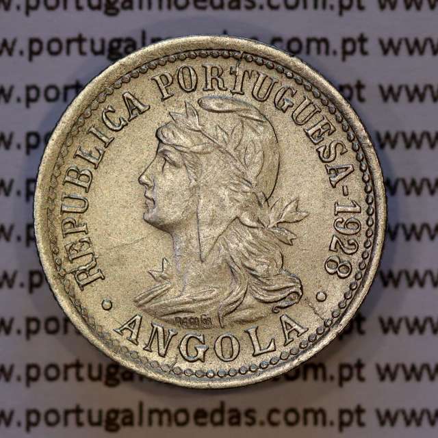 Angola, 2 Macutas 1928 em alpaca, 10 centavos 1928 Angola Ex-Colónia Portuguesa, (MBC+), World Coins Angola KM 67